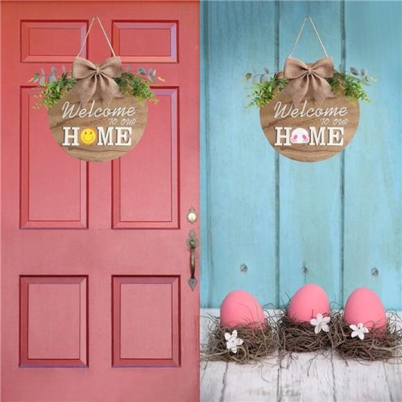 Interchangeable Welcome Home Sign, Seasonal Decor w/ 21 Changeable Icons (12in) - Picture 6 of 7
